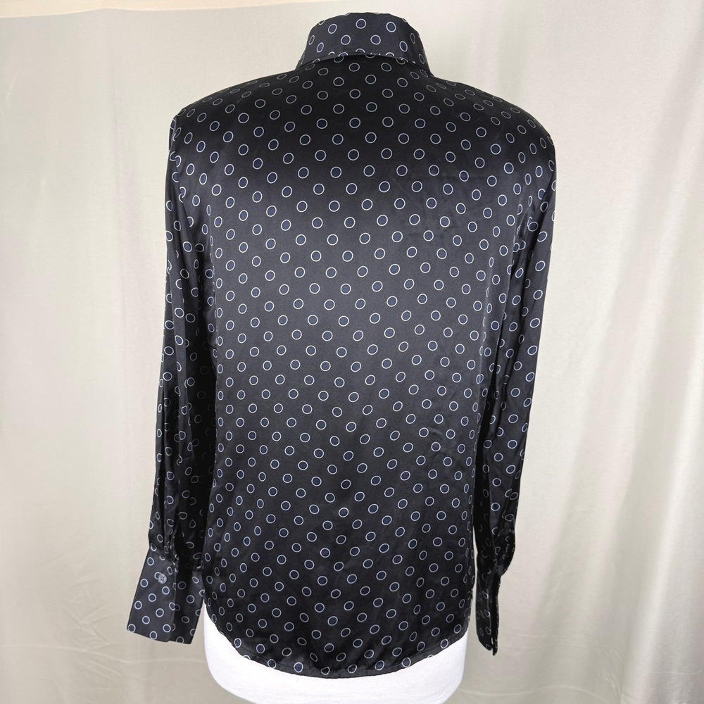 VTG 90s/ Y2K Linda Allard Ellen Tracy Polka Dot 100% Silk Blouse 6 EUC - Picture 4 of 12